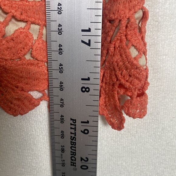 Willow Root Lace Crochet Tank Top Coral Orange Size M Adjustable Straps Back Zip - Picture 13 of 13